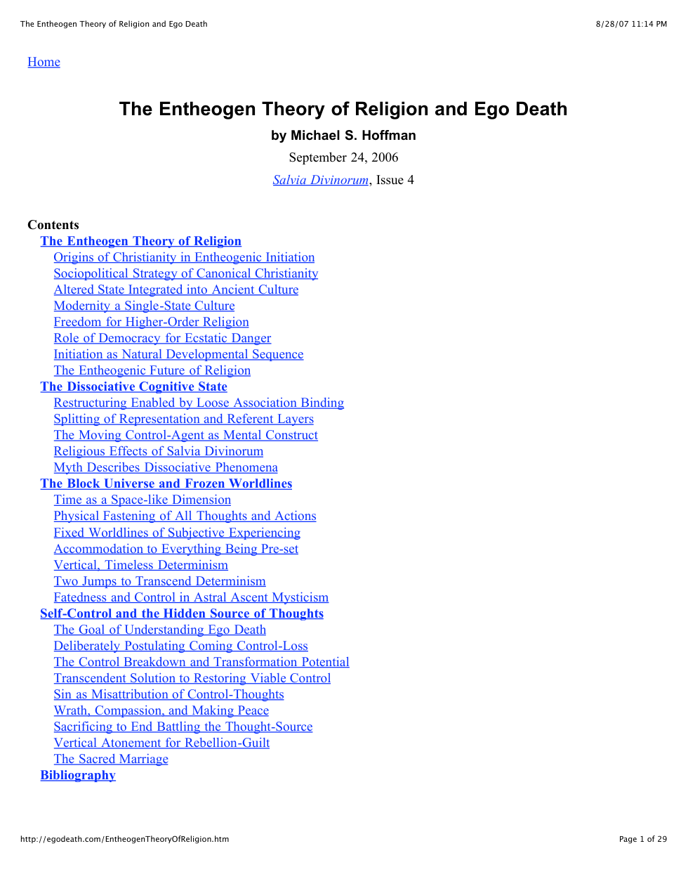 Entheogen Theory Of Religion And Ego Death cover