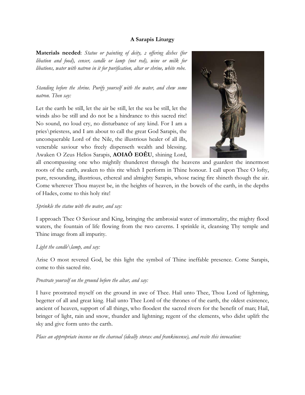 Serapis liturgy cover