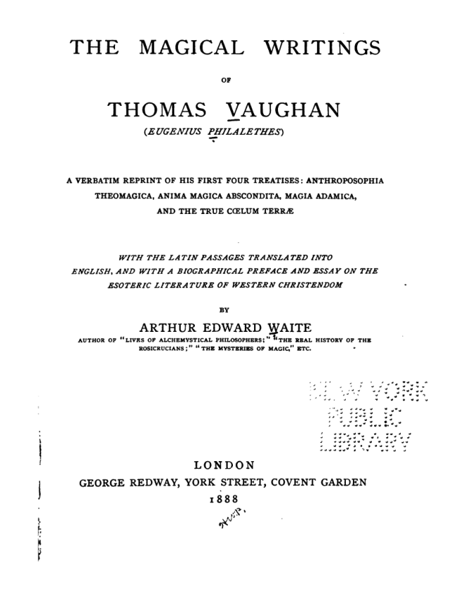 The Magical Writings Of Thomas Vaughan - A E Waite cover