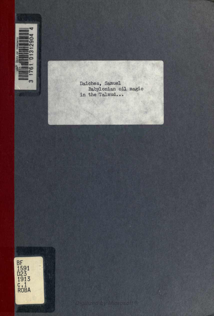 Babylonian Oil Magic in the Talmud and in the Later Jewish Literature cover