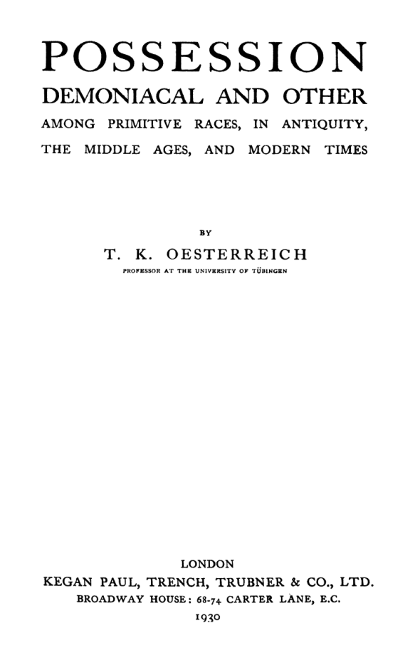 Possesion Demoniacal & Other - T K Oesterreich cover