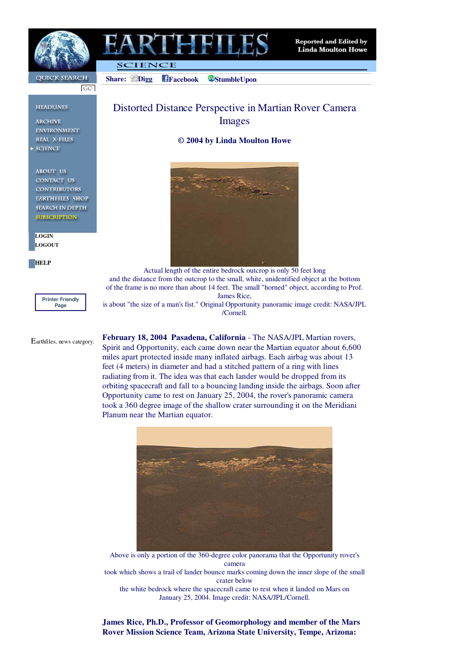 02 18 2004 Distorted Distance Perspective in Martian Rover Camera Images cover