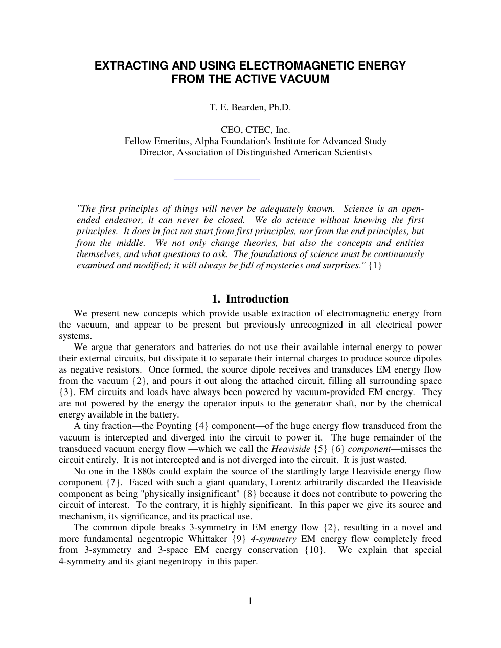 Extracting And Using Electromagnetic Energy From The Active Vacuum cover