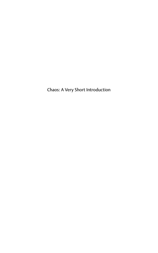 Chaos - A Very Short Introduction cover