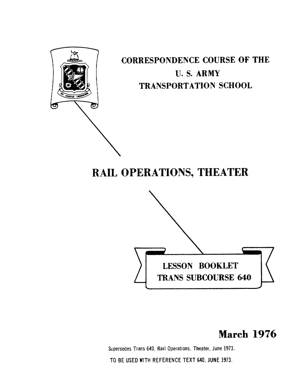 ARMY Railroad - Rail Operations, Theater 1976 85 pages cover