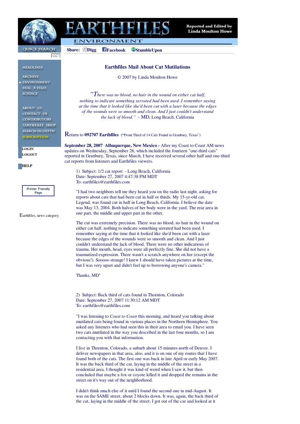 09 28 2007 Earthfiles Mail About Cat Mutilations cover