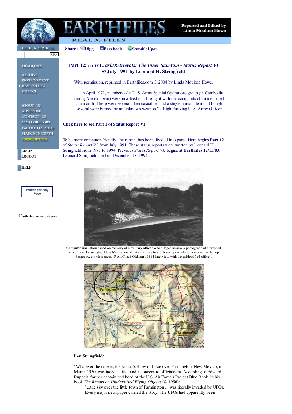 07 27 2004 Part 12 UFO Crash Retrievals The Inner Sanctum - Status Report VI July 1991 by Leonard H. Stringfield cover