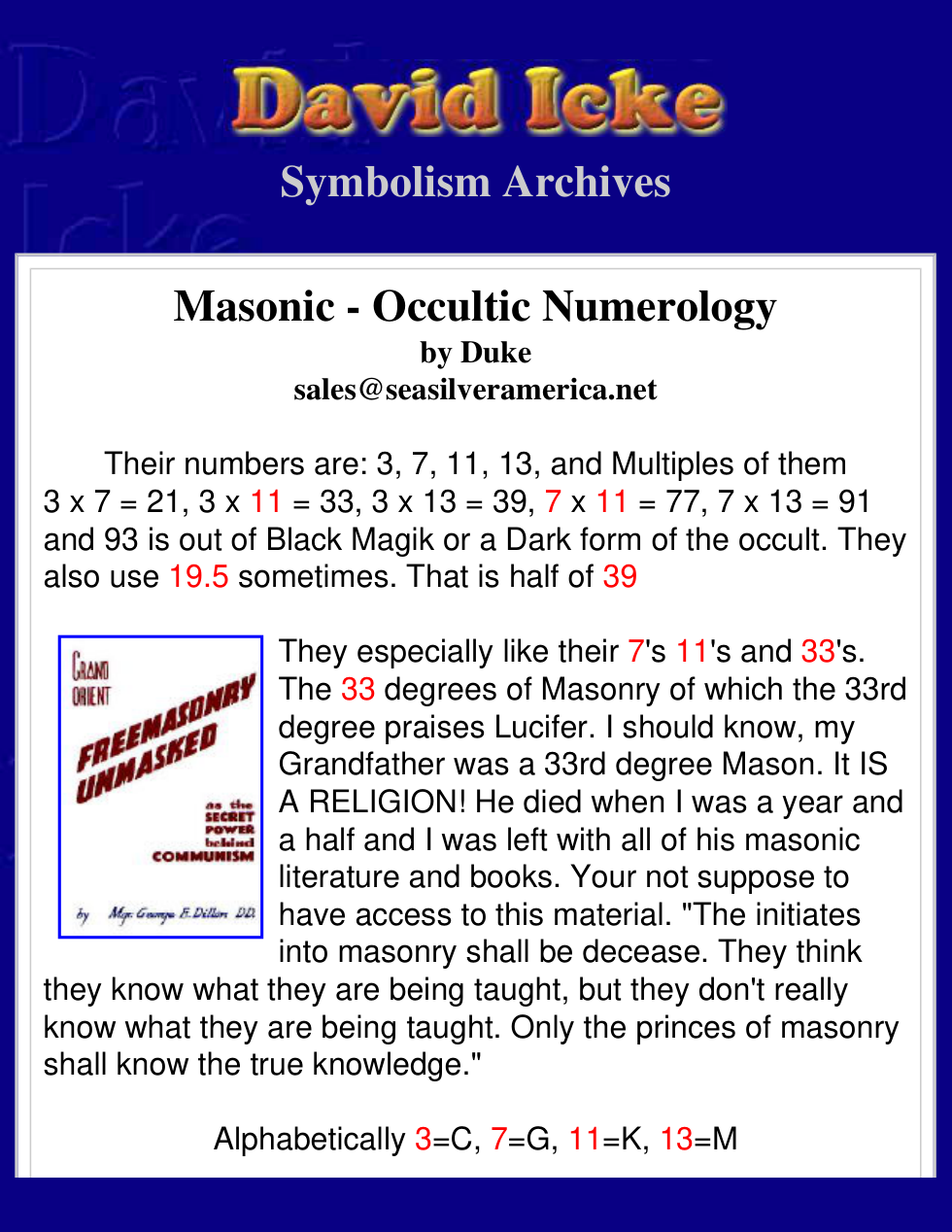 Masonic - Occultic Numerology cover