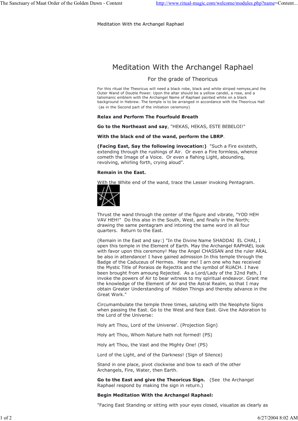 Golden Dawn - Meditation With The Archangel Raphael cover
