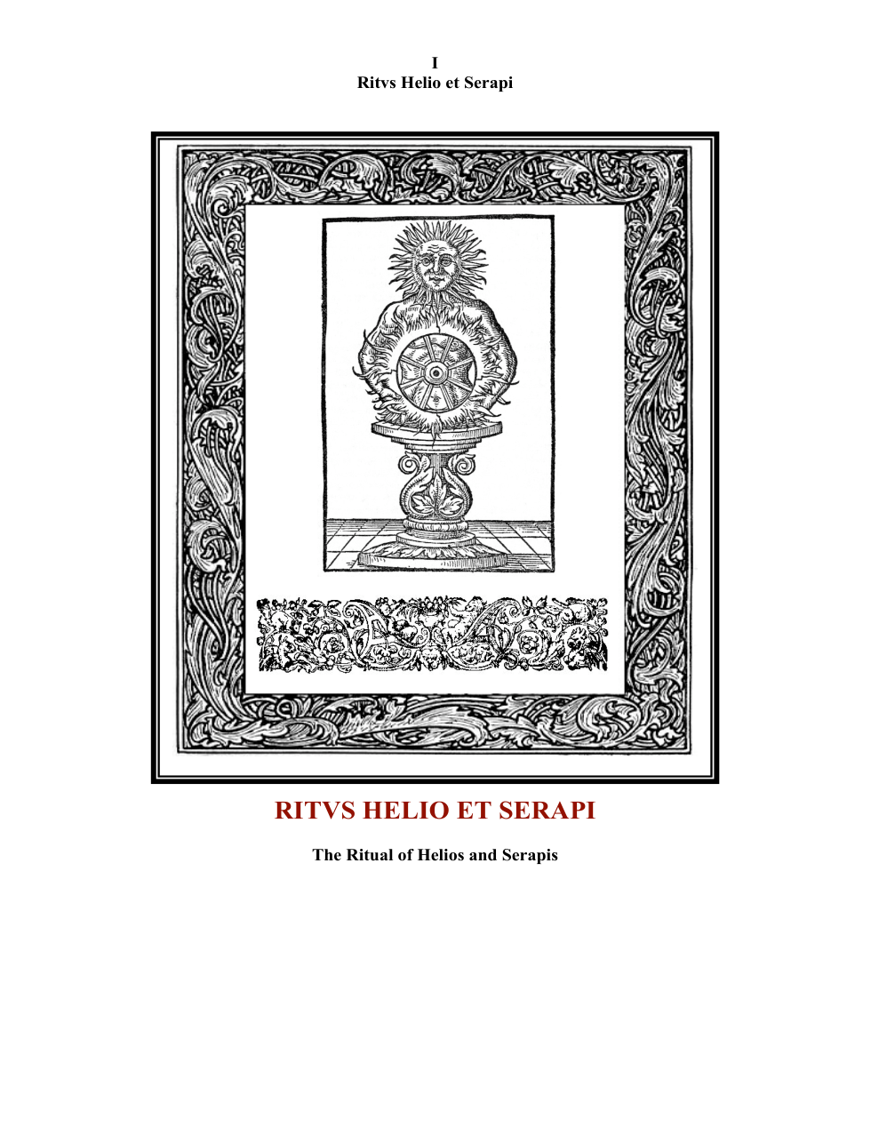 Ritus Helio et Serapi cover
