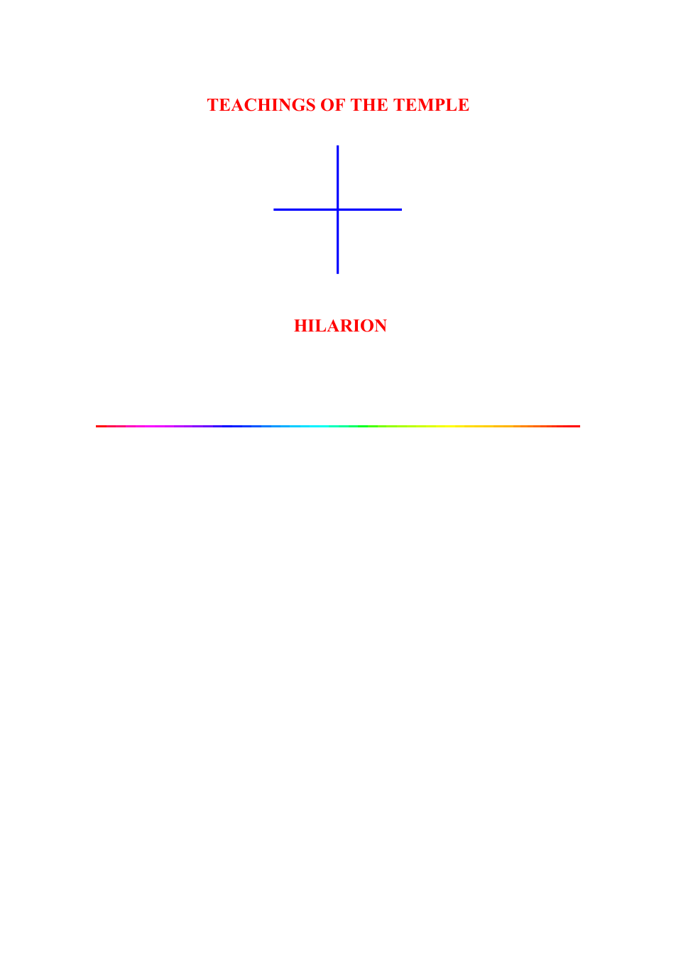 Hilarion-Teachings of the Temple I cover