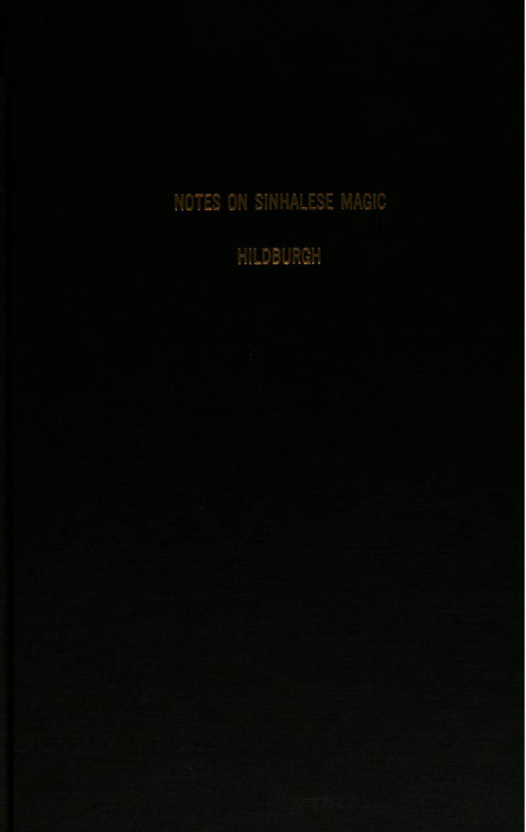 Notes on Sinhalese Magic - W L Hildburgh (1908) cover
