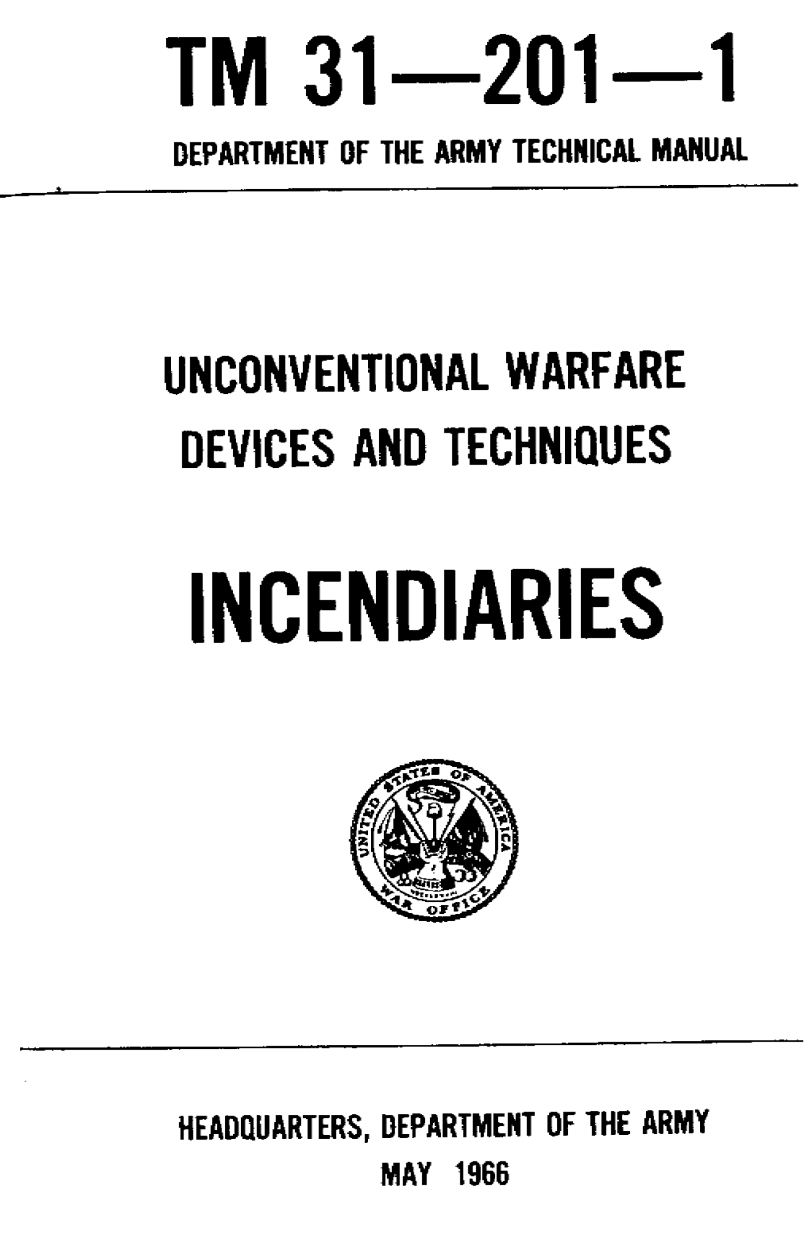 Incendiaries TM 31-201-1 cover