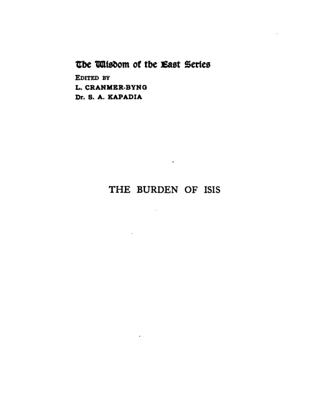 The Burden Of Isis - J Dennis cover