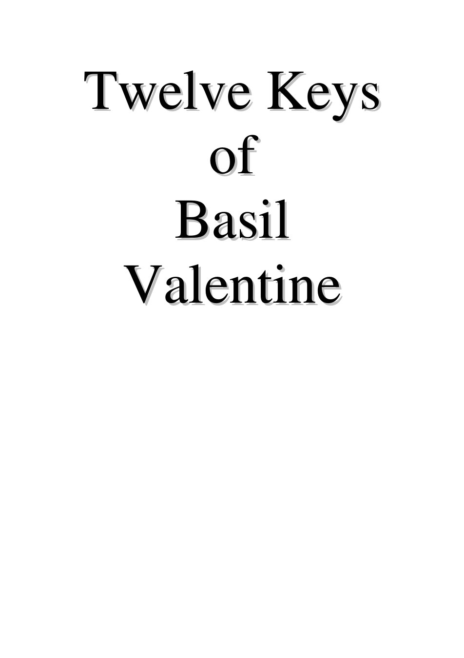 The Twelve Keys of Basil Valentine cover