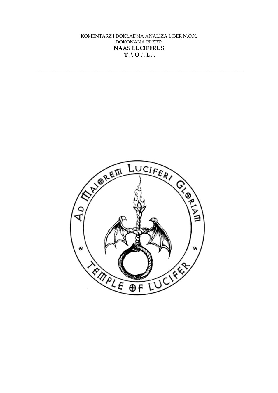 Liber N.O.X. z komentarzem cover