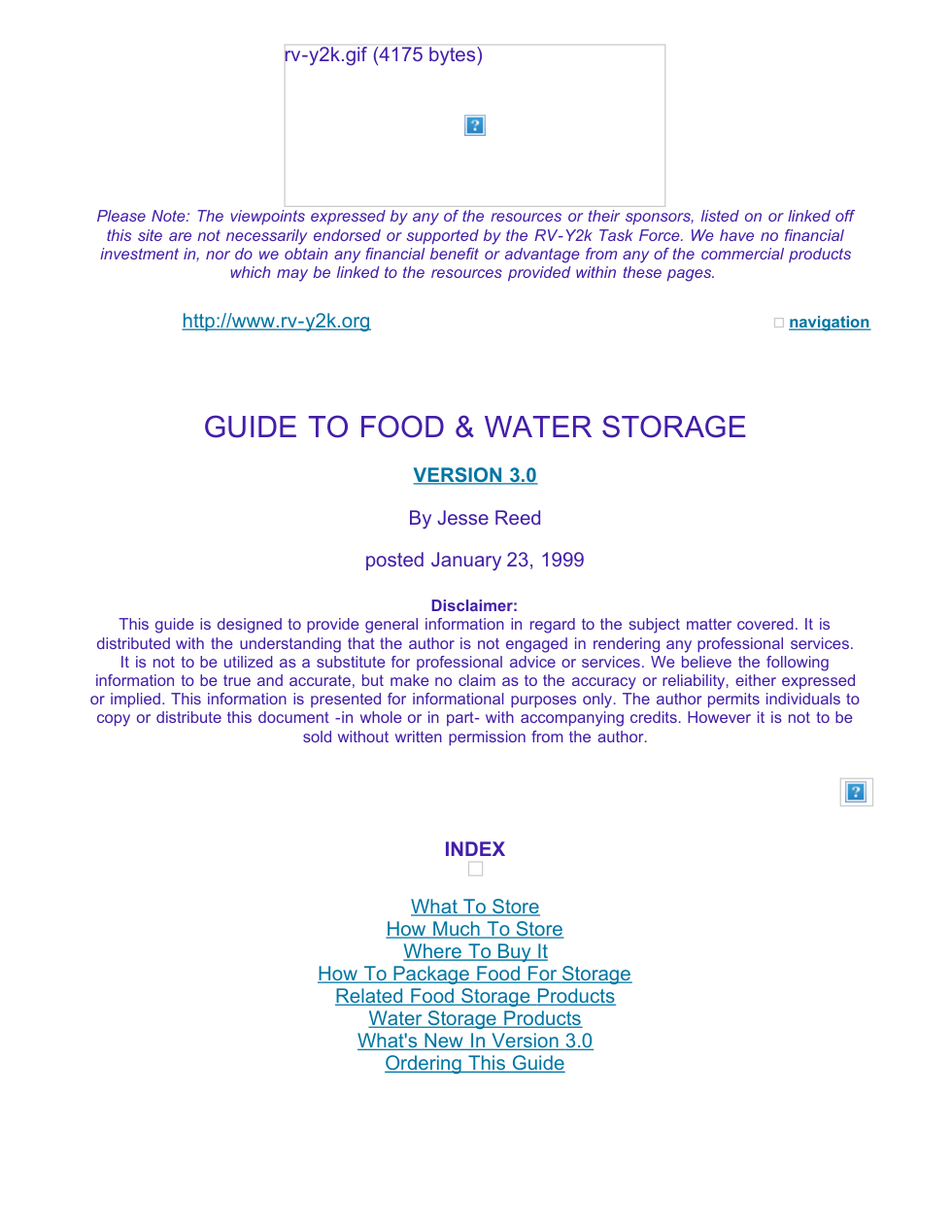 Guide To Food And Water Storage cover
