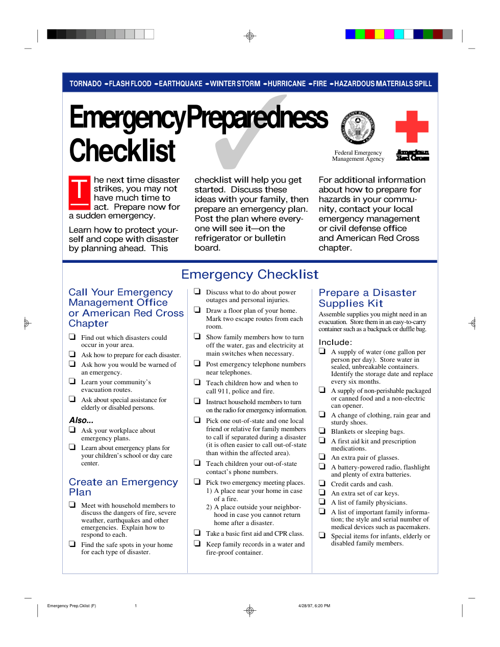 Survival - Emergency Preparedness Checklist cover