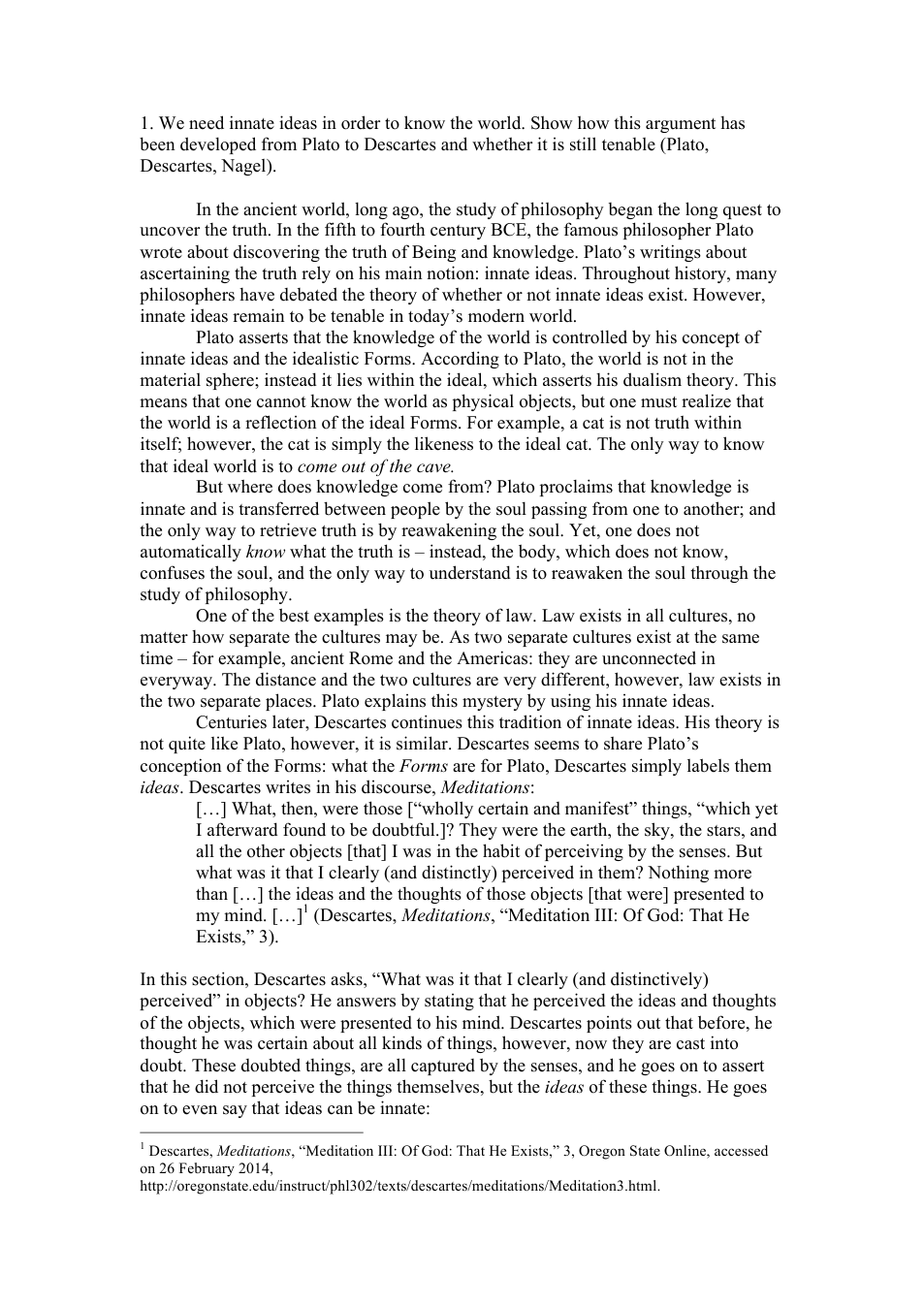 Plato & Descartes cover