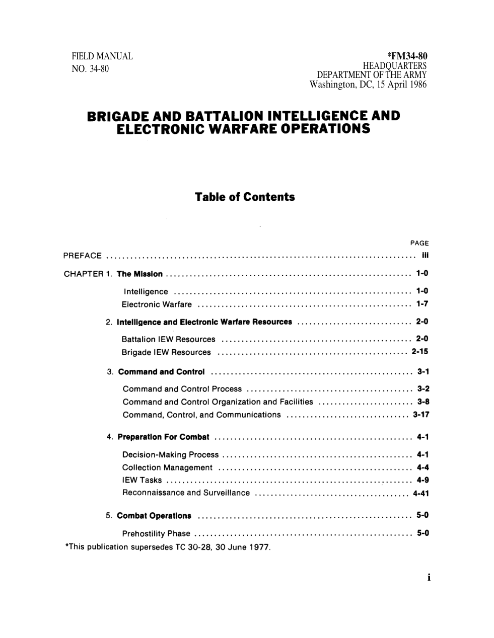 FM 34-80 Brigade and Battalion Intelligence and Electronic Warfare Operations cover