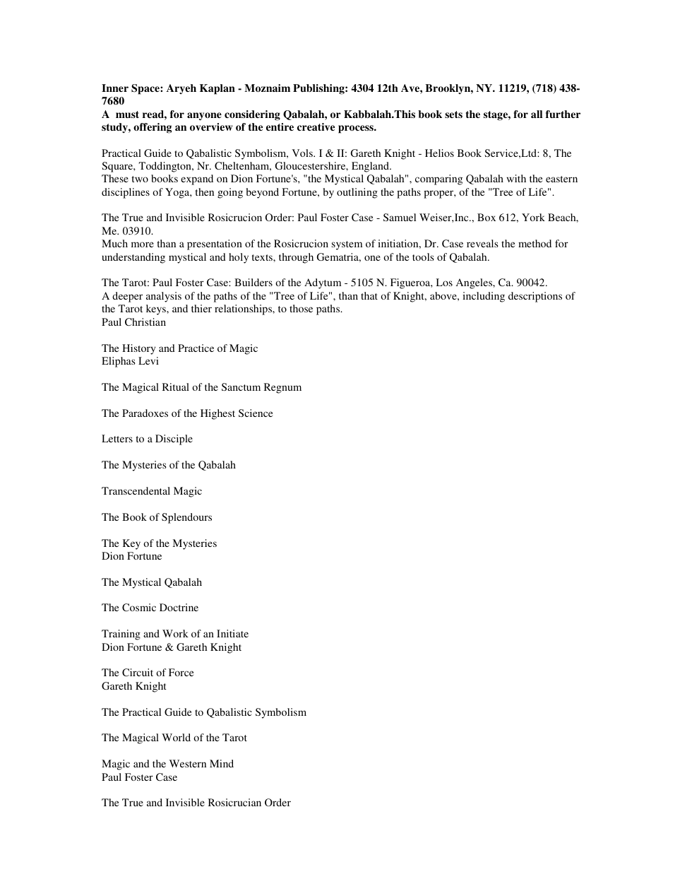 Qabbalah Bibliography cover