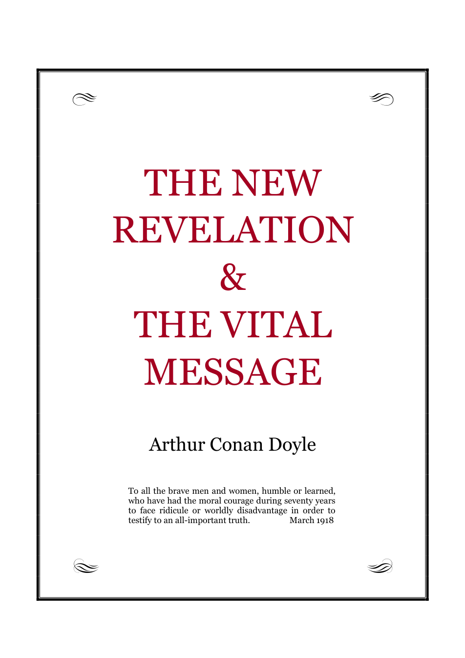 Arthur Conan Doyle - The New Revelation & Vital Message cover