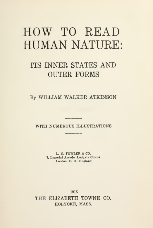How To Read Human Nature - W W Atkinson cover