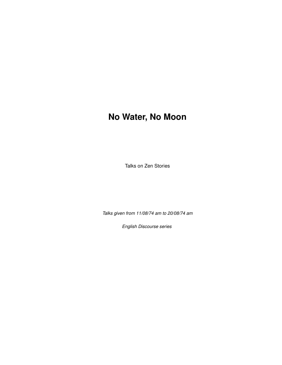 No Water, No Moon cover