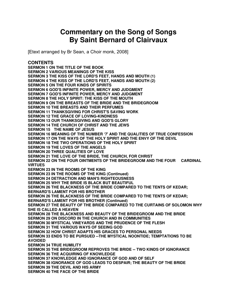 St. Bernard of Clairvaux - Commentary on the Song of Songs cover
