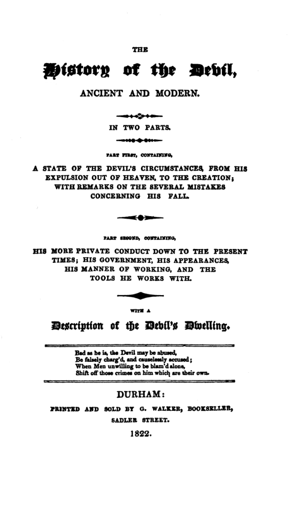 The History Of The Devil - D Defoe cover
