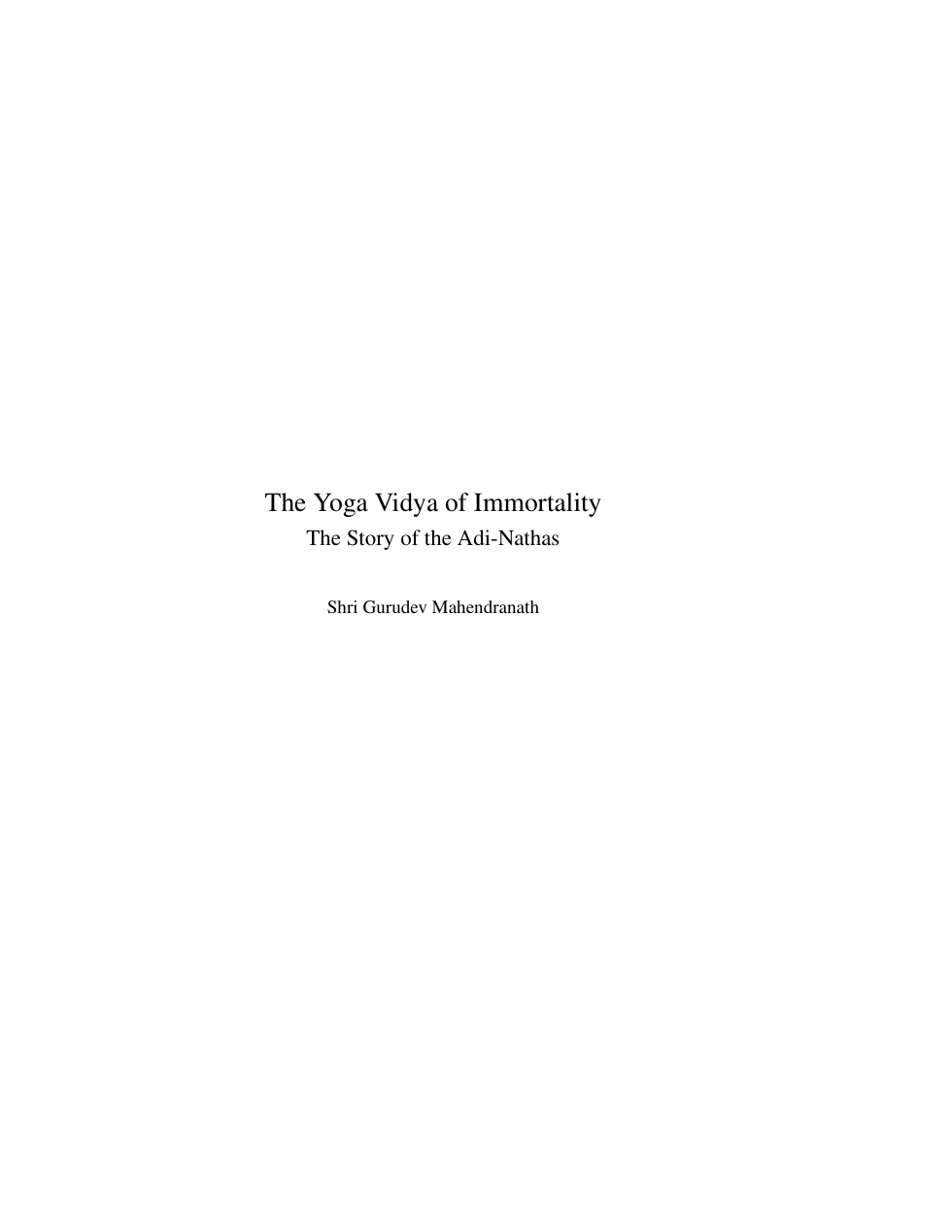 Yoga Vidya of Immortality cover