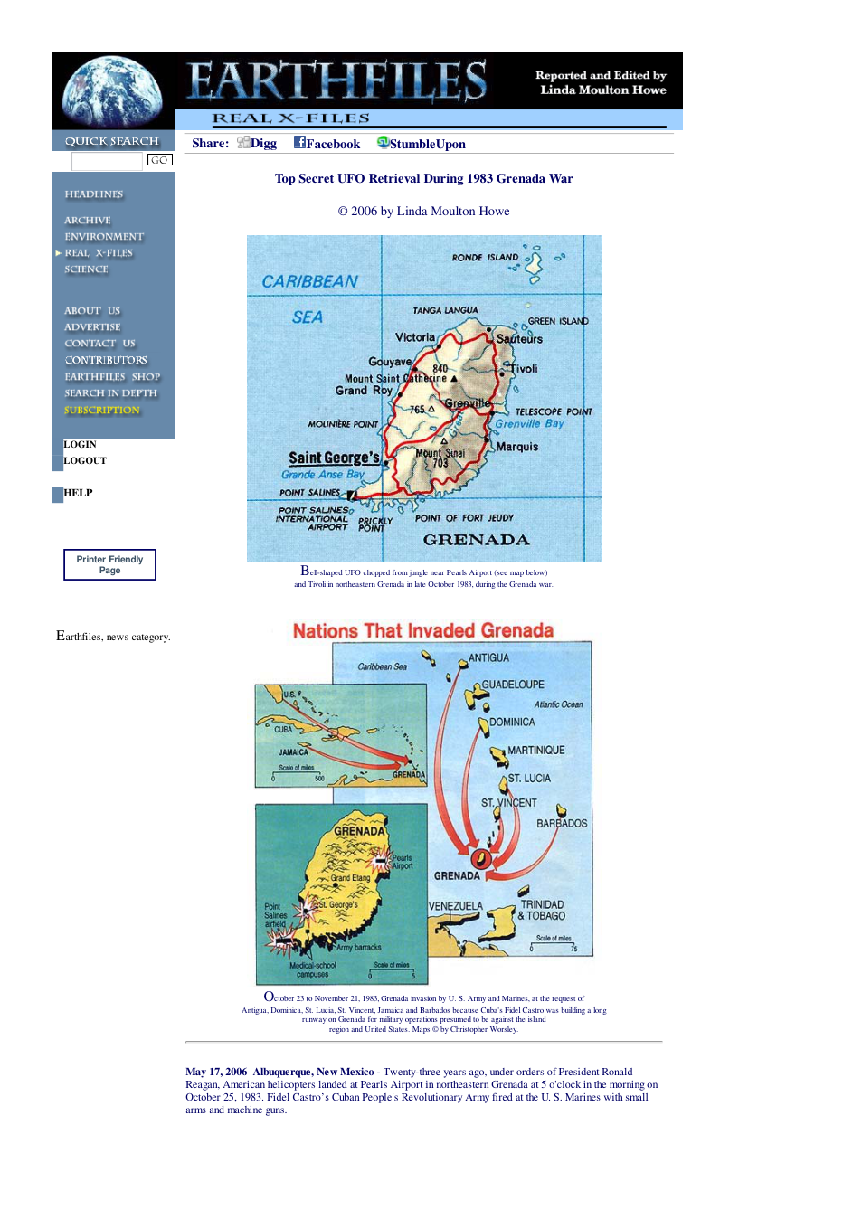 05 18 2006 Top Secret UFO Retrieval During 1983 Grenada War cover