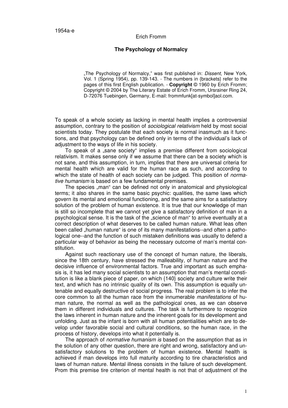 Erich Fromm - Psychology Of Normalcy cover