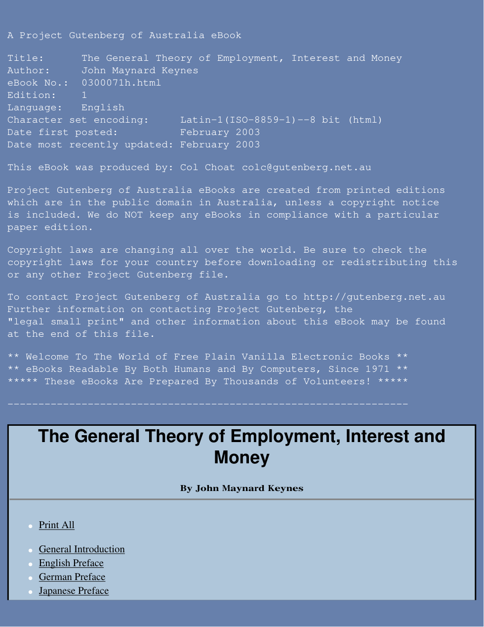 The General Theory of Employment, Interest and Money cover