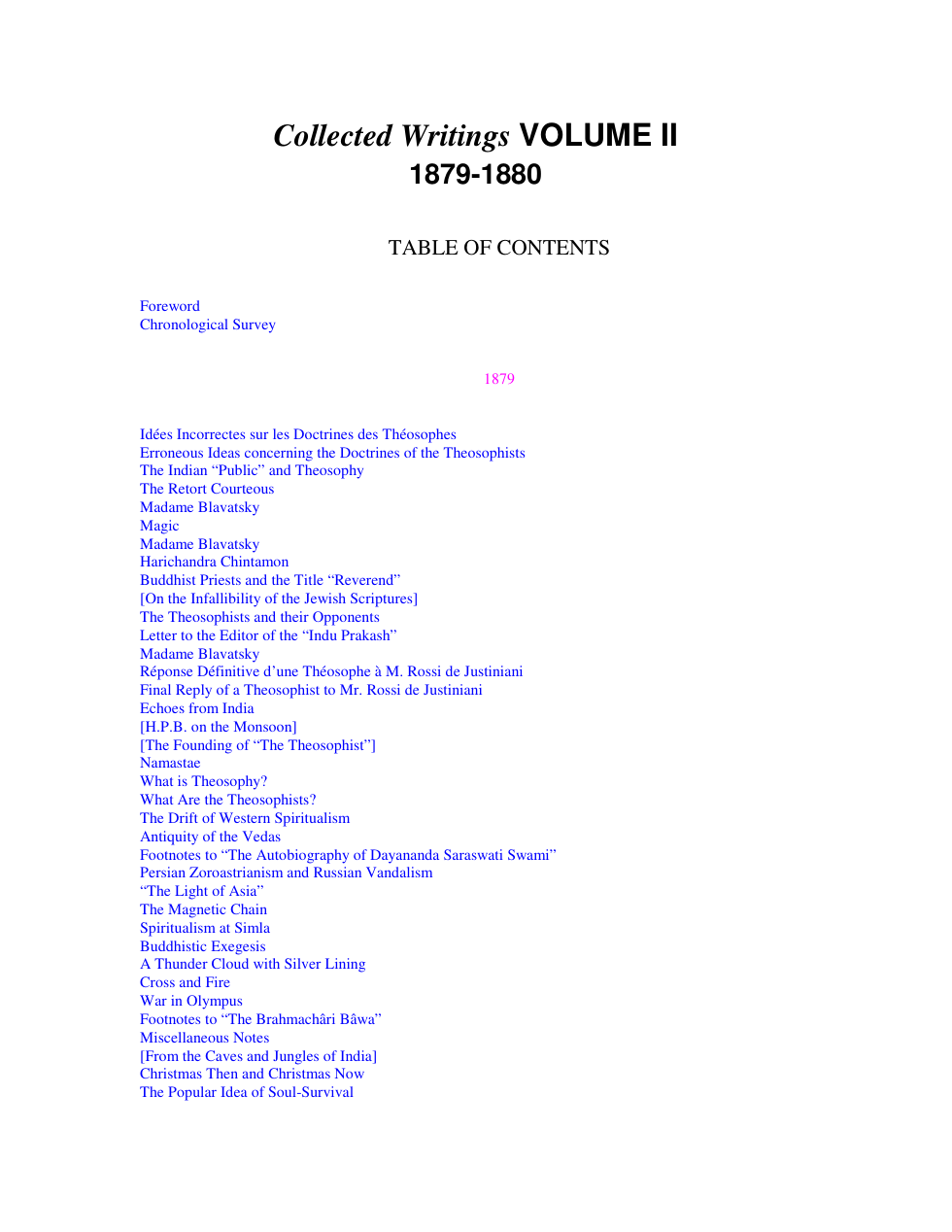 H P Blavatsky - Collected Writings Volume II (1879-1880) cover