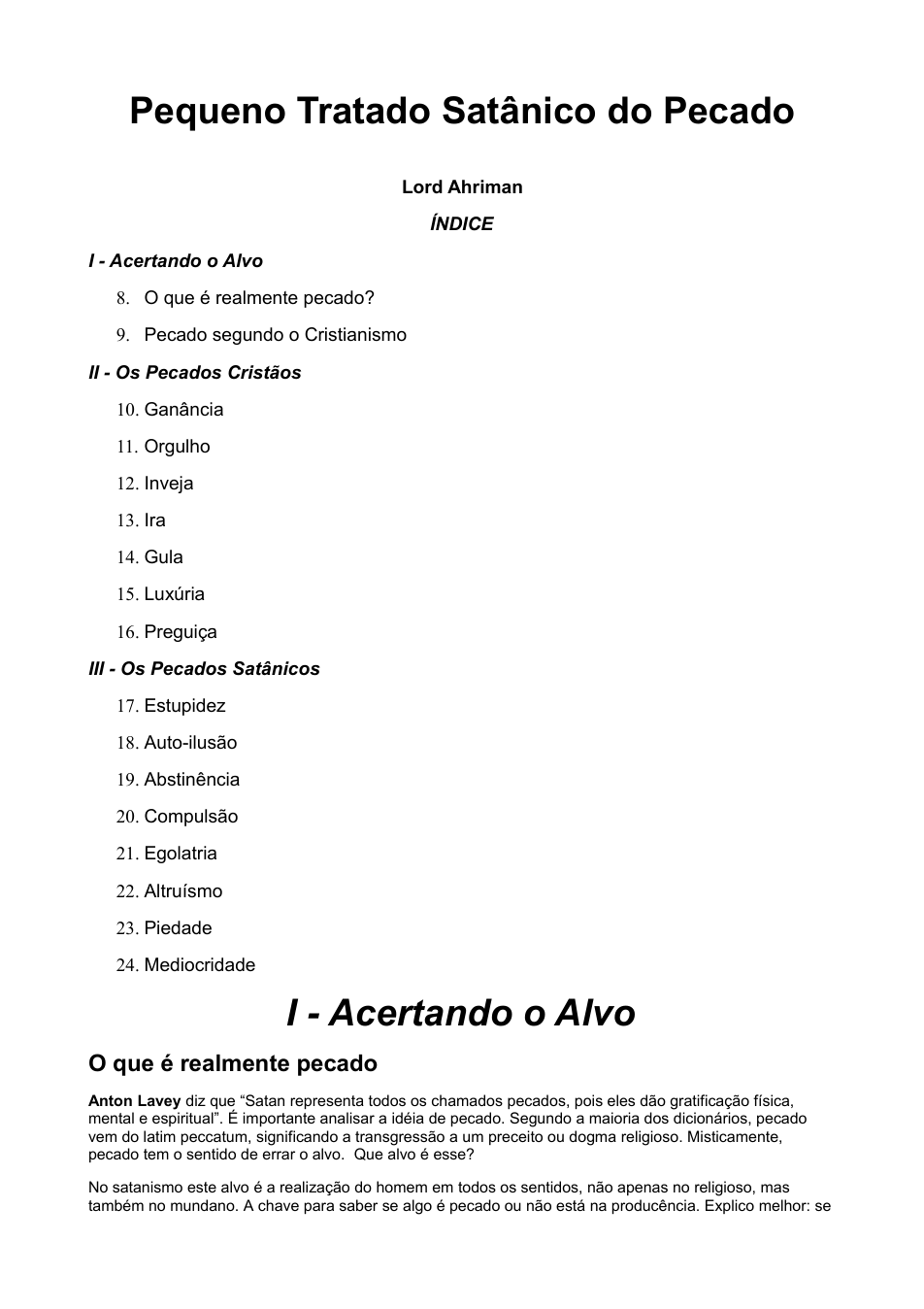 Pequeno Tratado Satânico do Pecado cover
