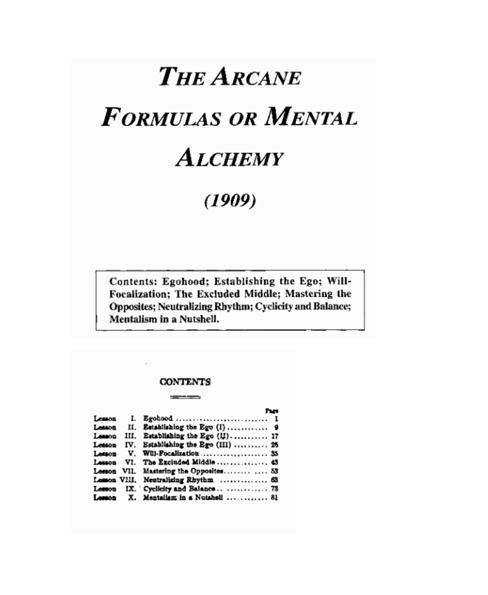 The Arcane Formulas or Mental Alchemy cover