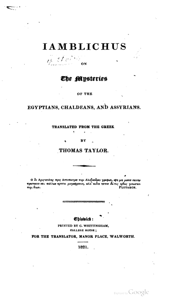 1821 Iamblichus-on-the-Mysteries-of-the-Egyptians-Chaldeans-and-Assyrians cover