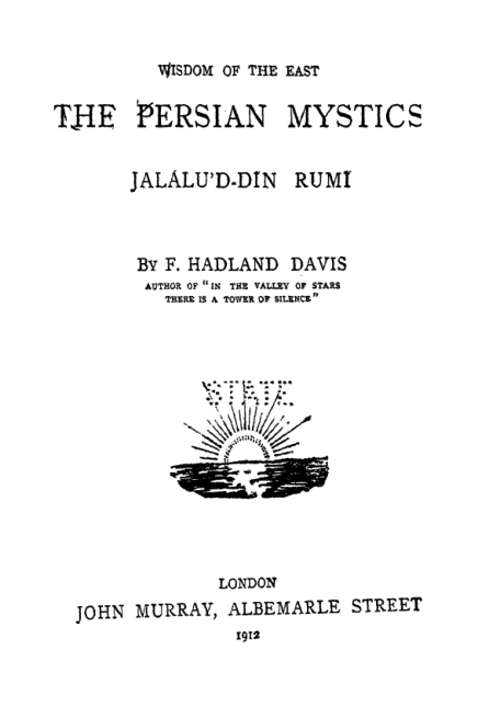 F. Hadland Davis - The Persian Mystics; Jalalu'd-din Rumi cover