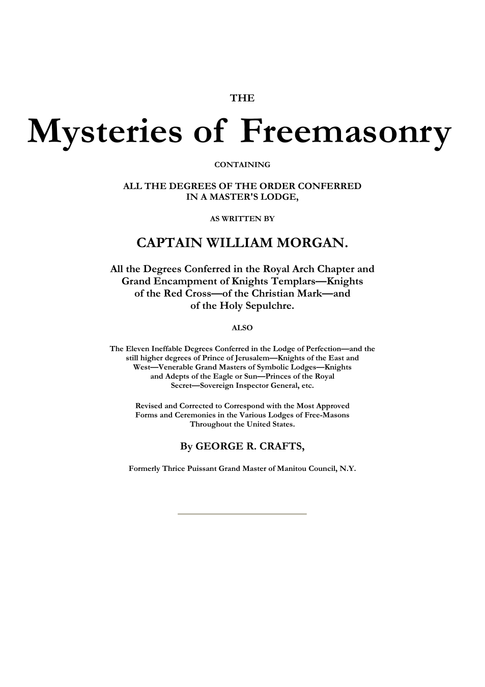 The Mysteries of Freemasonry - Cptn Willie Morgan cover