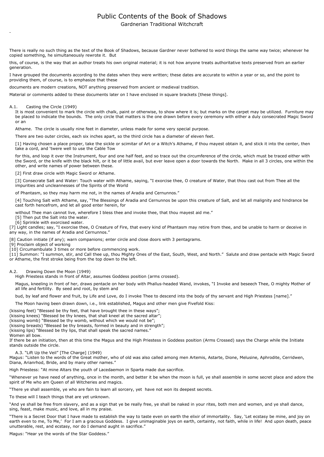 Public Contents of the Book of Shadows cover