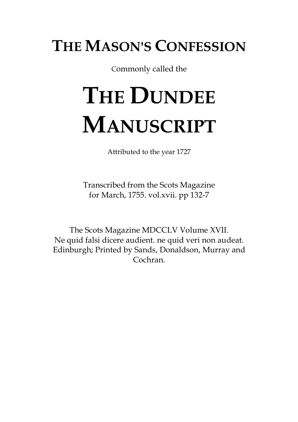 The Dundee Manuscript cover