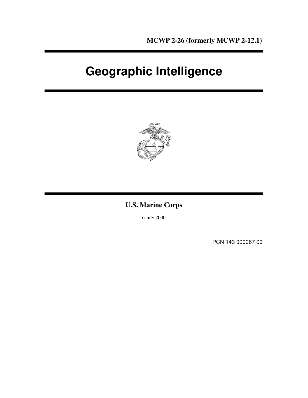 MCWP 2-26 Geographic Intelligence cover
