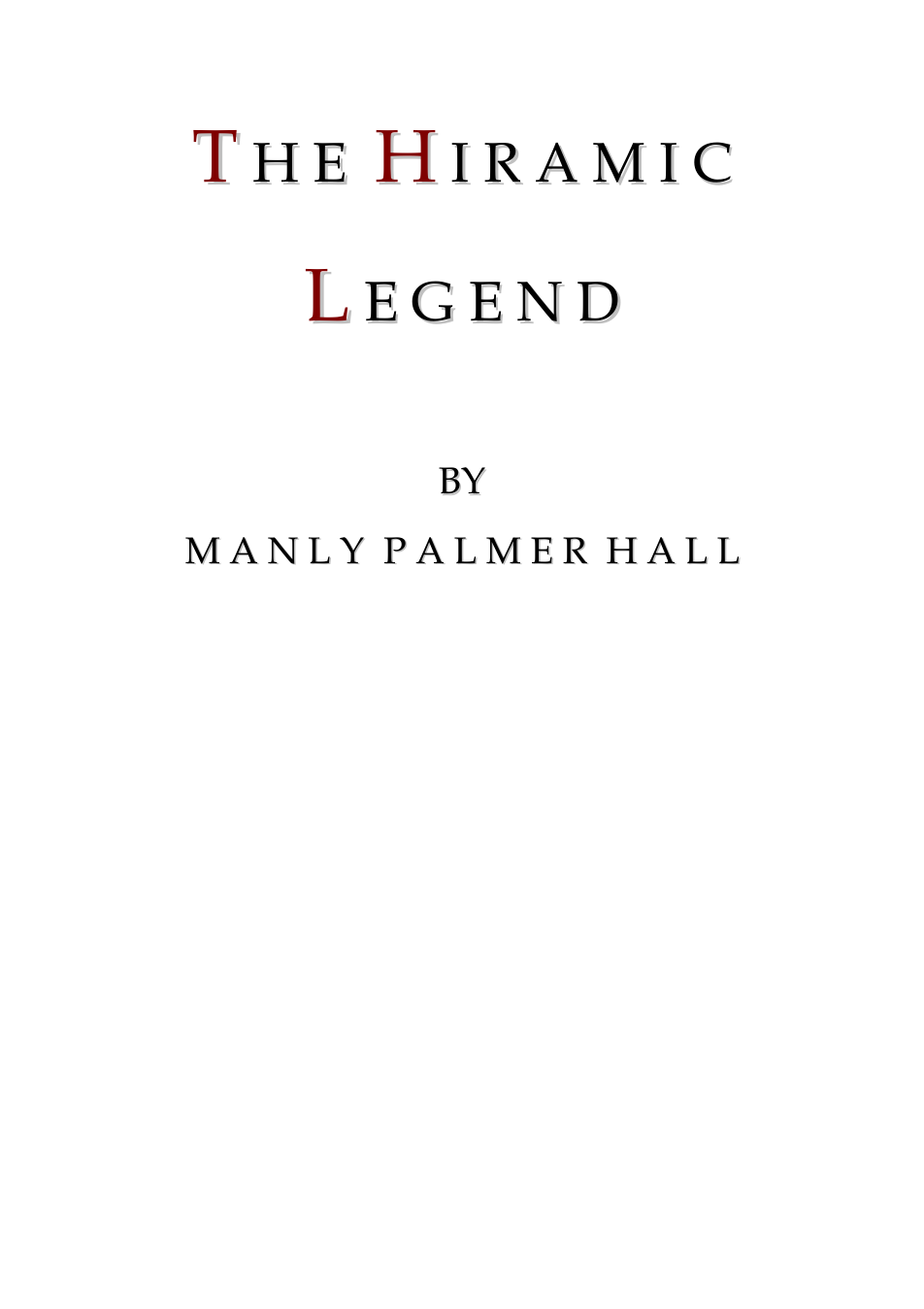 The Hiramic Legend - Manly P Hall cover