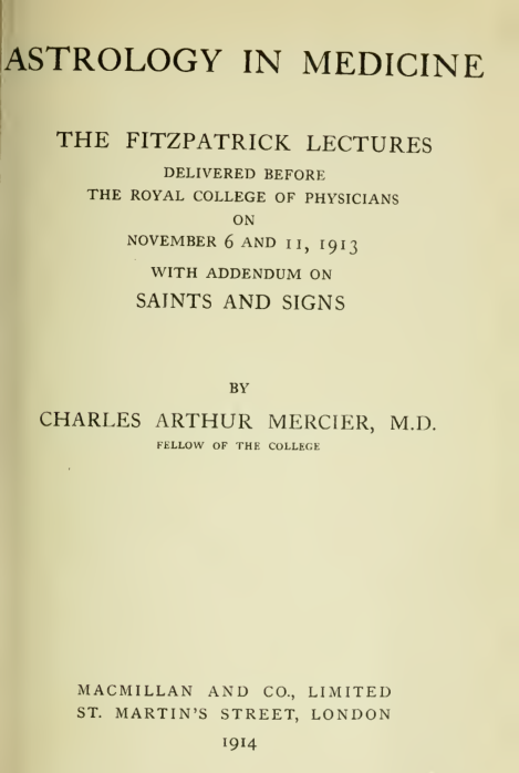 Astrology In Medicine C A Mercier cover