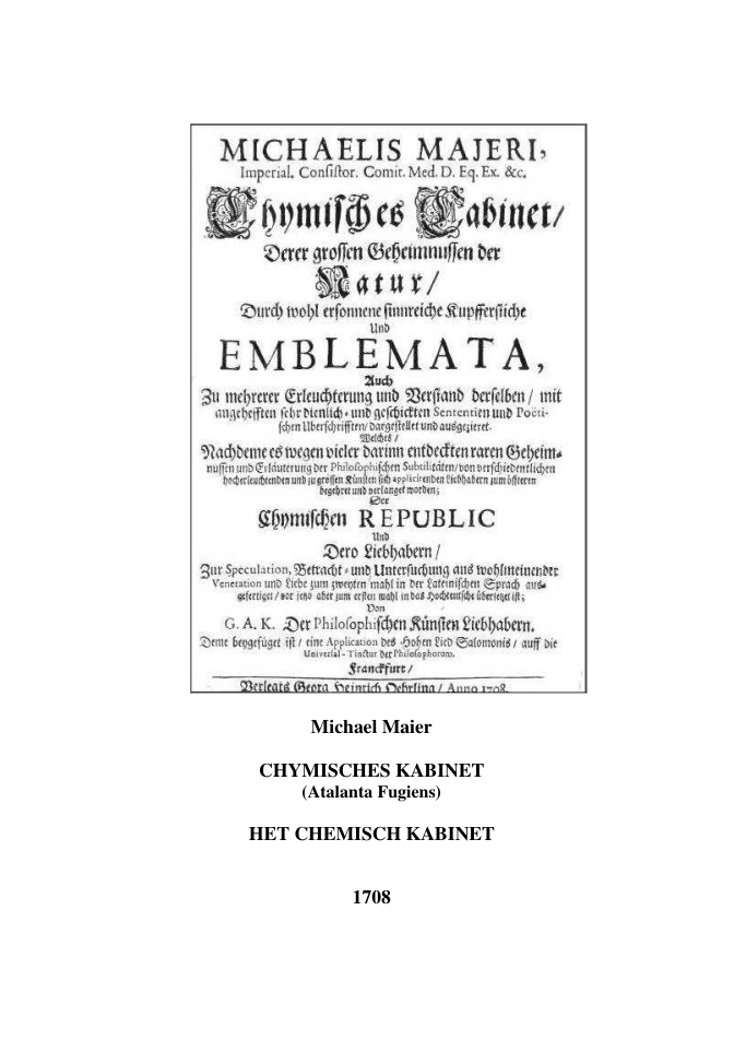 Chemisch Kabinet (Atalanta Fugiens) - M Maier (1708) [German] cover