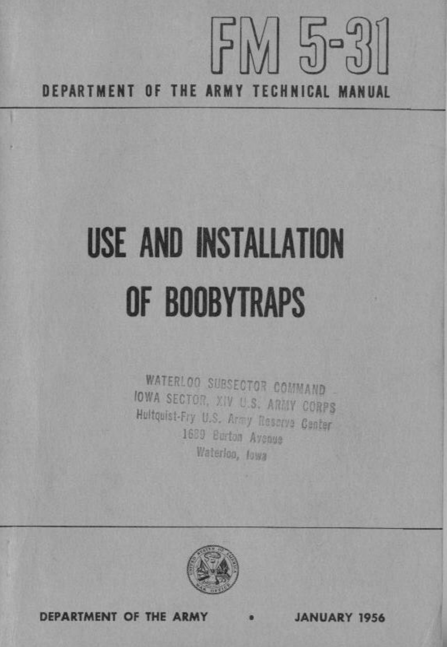 Use & Installation of Booby Traps FM5-31 cover