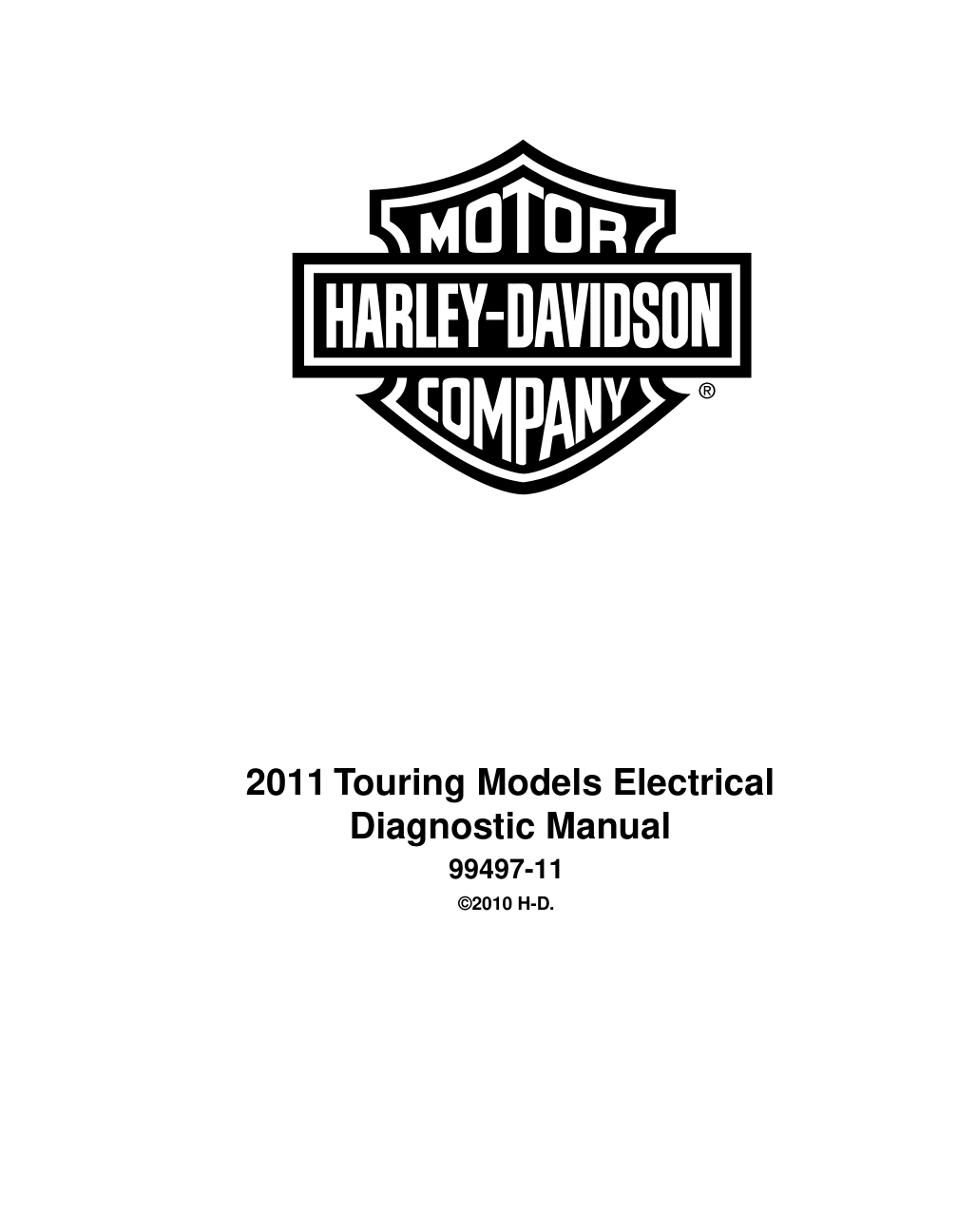 2011 Harley Davidson Touring Model Supplement 99497-11 cover