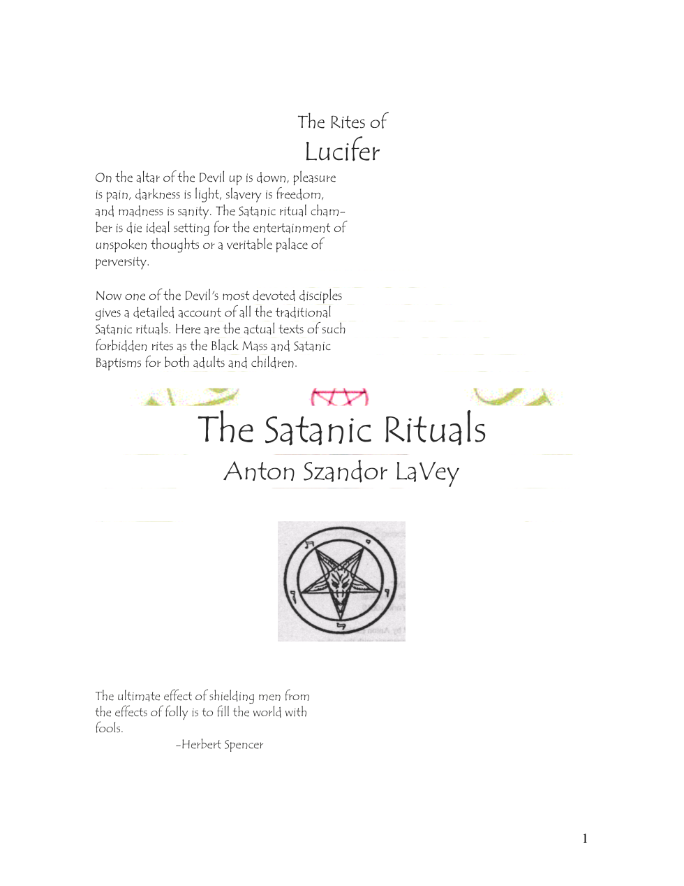 Anton LaVey - Satanic Rituals cover