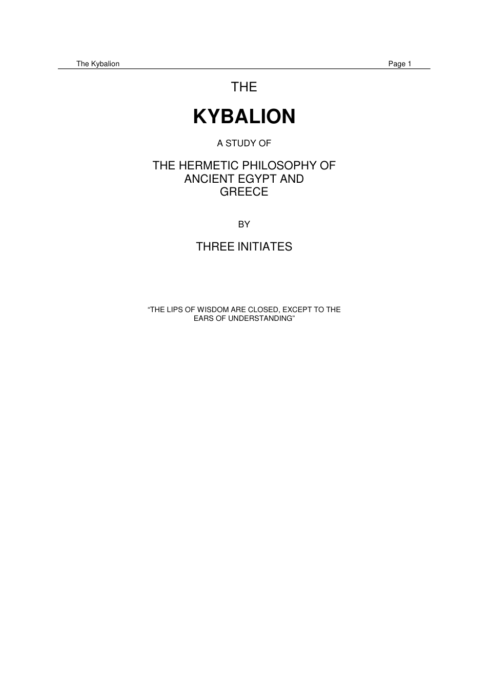 Kybalion a Study Of The Hermetic Philosophy cover